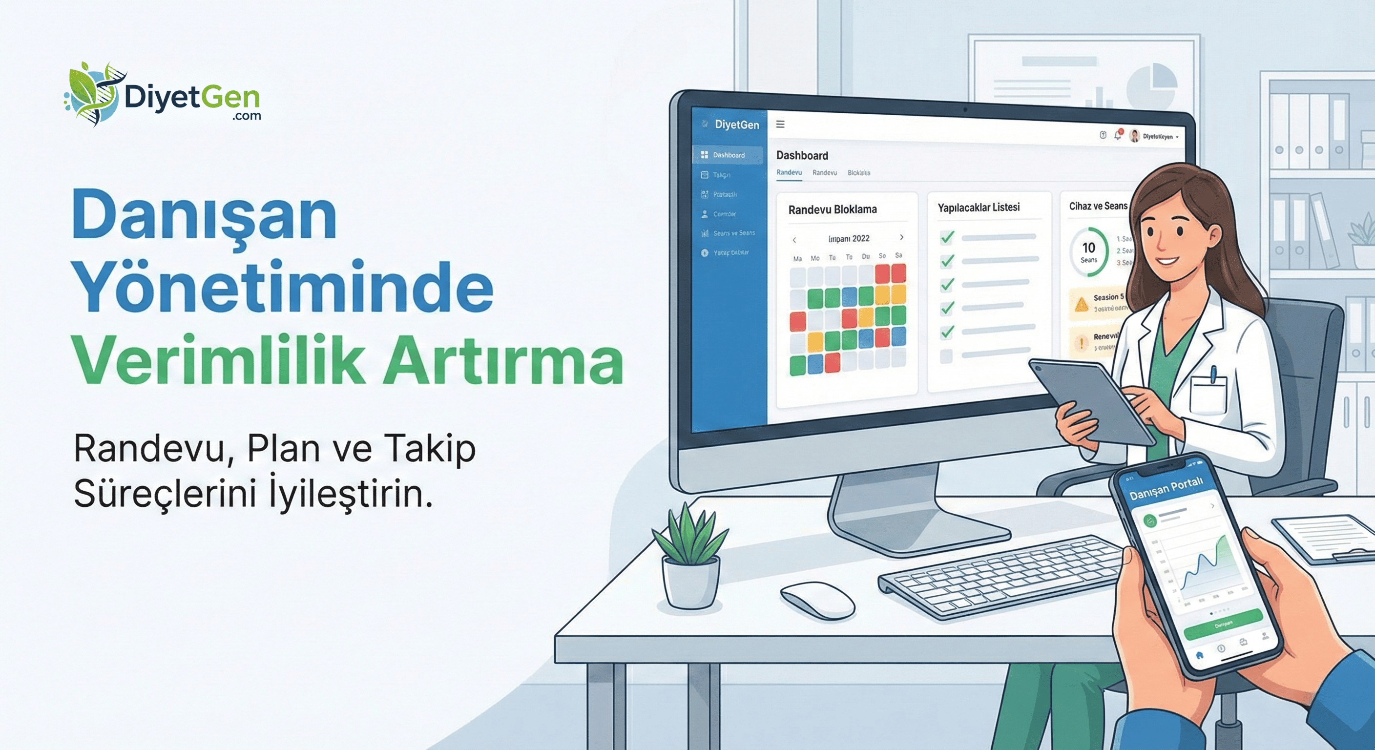 Randevu takvimi ve danışan yönetiminde verimlilik: planlama, takvim ve yapılacaklar listesi.